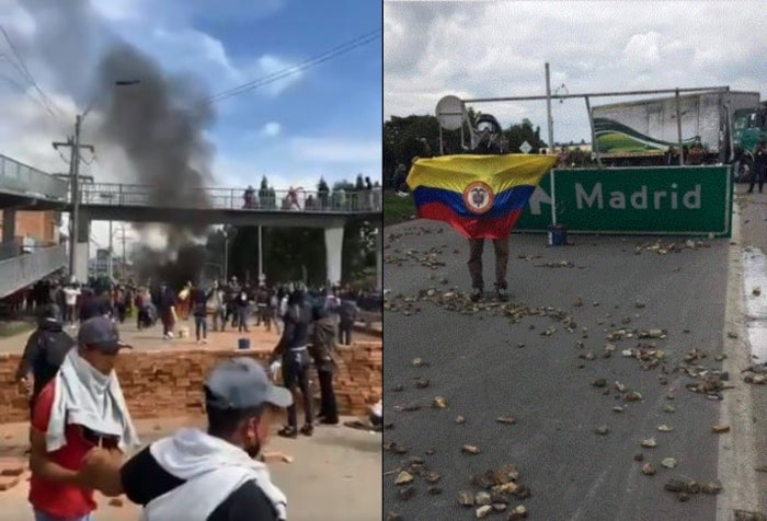 Manifestantes en Madrid, Cundinamarca, se le paran duro al Esmad