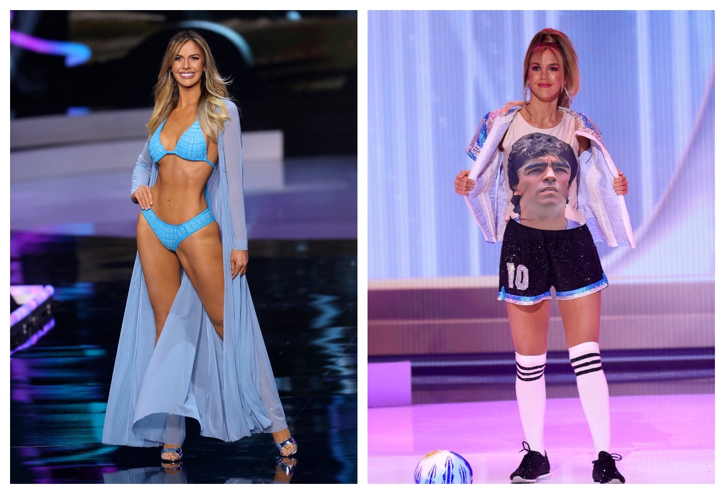 Miss Argentina, Alina Luz Akselrad hizo un homenaje a Maradona con su traje típico en Miss Universo.