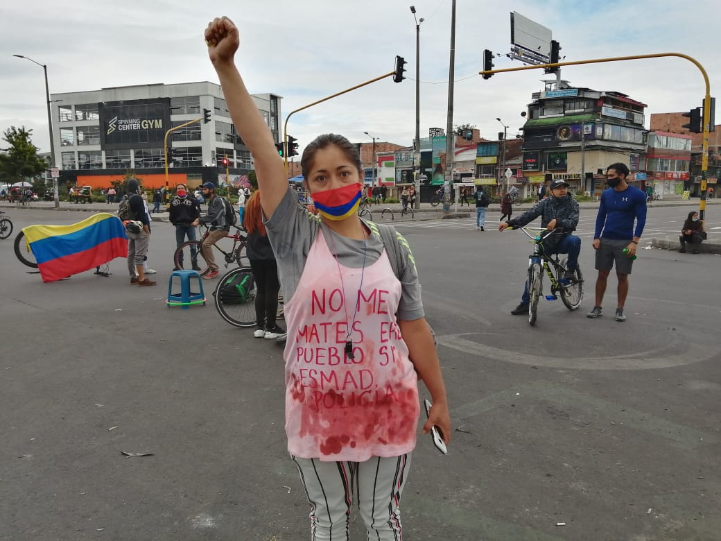 Manifestación de jóvenes en la localidad de Suba, en Bogotá