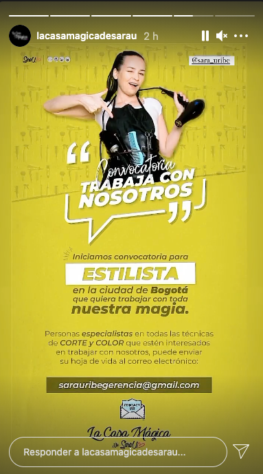 Convocatoria de empleo Sara Uribe