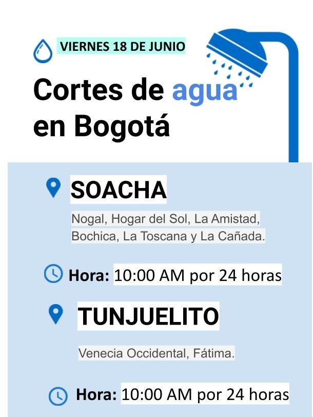 Cortes para el viernes 18 de junio en Bogotá