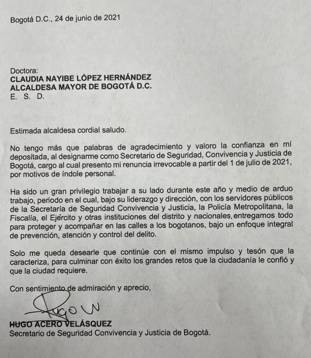 Carta de renuncia