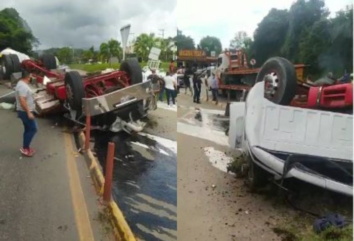 Tractomula se volcó tras chocar en Silvania, Cundinamarca