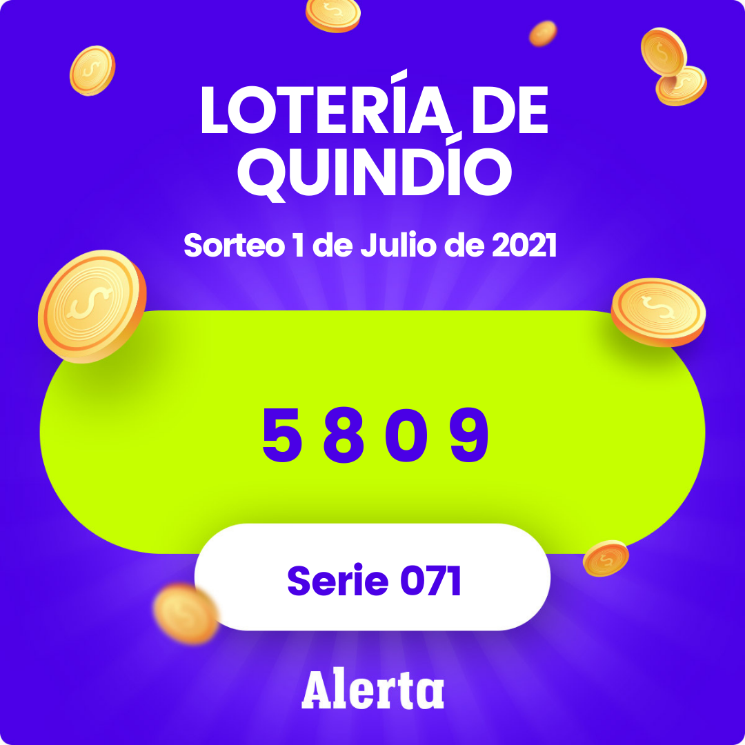 Lotería del Quindío 1 de julio de 2021