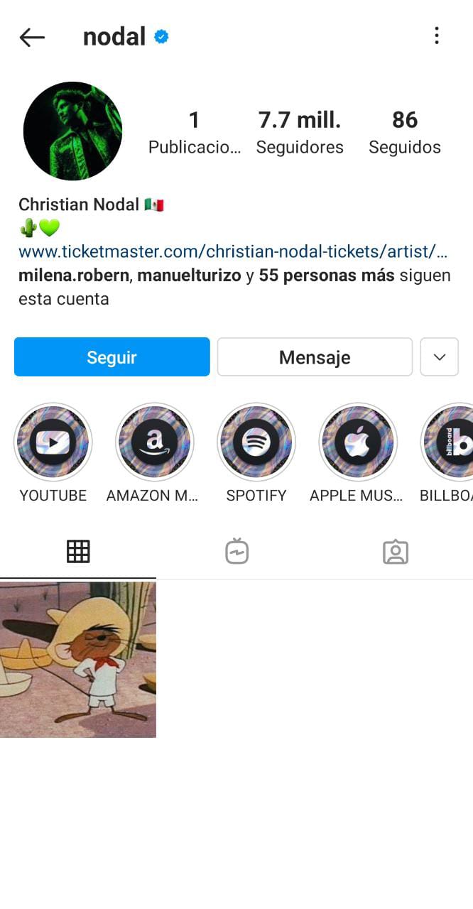 Christian Nodal- Cuenta de Instagram