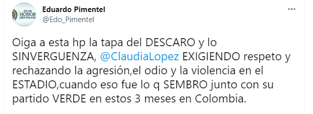 Pimentel cogió a madrazos a Claudia López