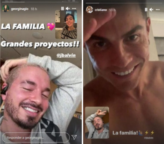 J Balvin en videollamada con Cristiano y Georgina