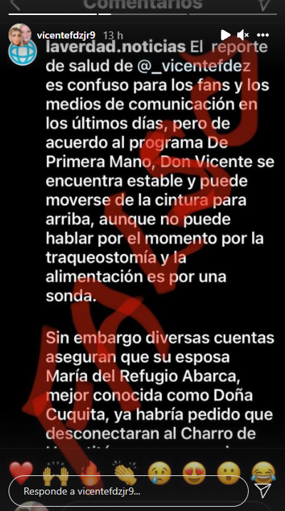 Historias de Instagram Vicente Fernández Jr