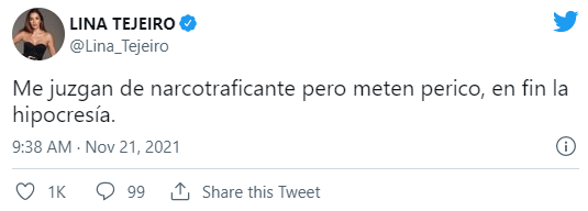 Tweet Lina Tejeiro