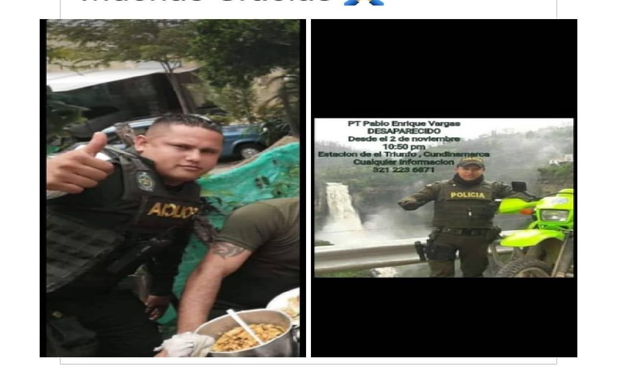 Policía desaparecido en Mesitas del Colegio