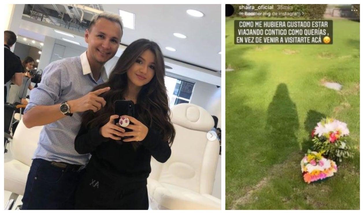 Shaira en la tumba de Mauricio Leal, asesinado el 22 de noviembre