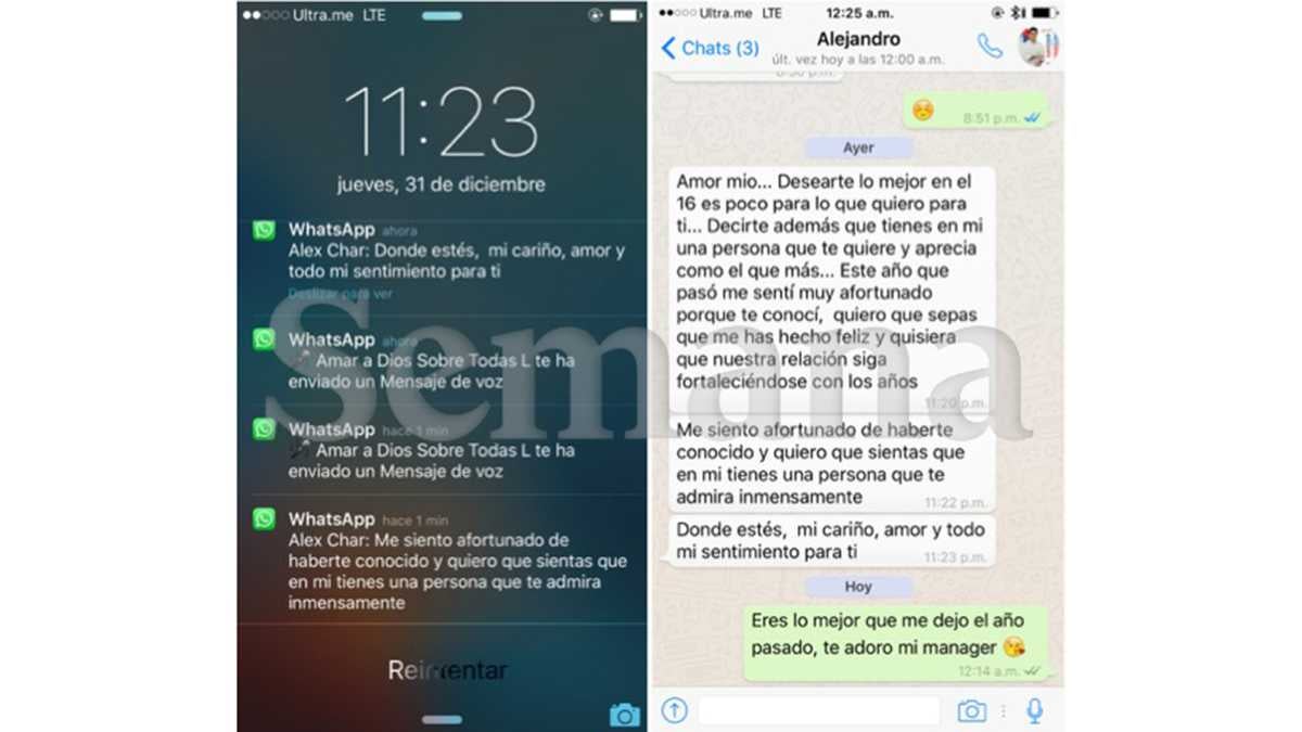 Chats entre Aida Merlano y Alex Char