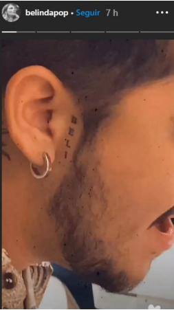 Tatuaje de Christian Nodal en honor a Belinda
