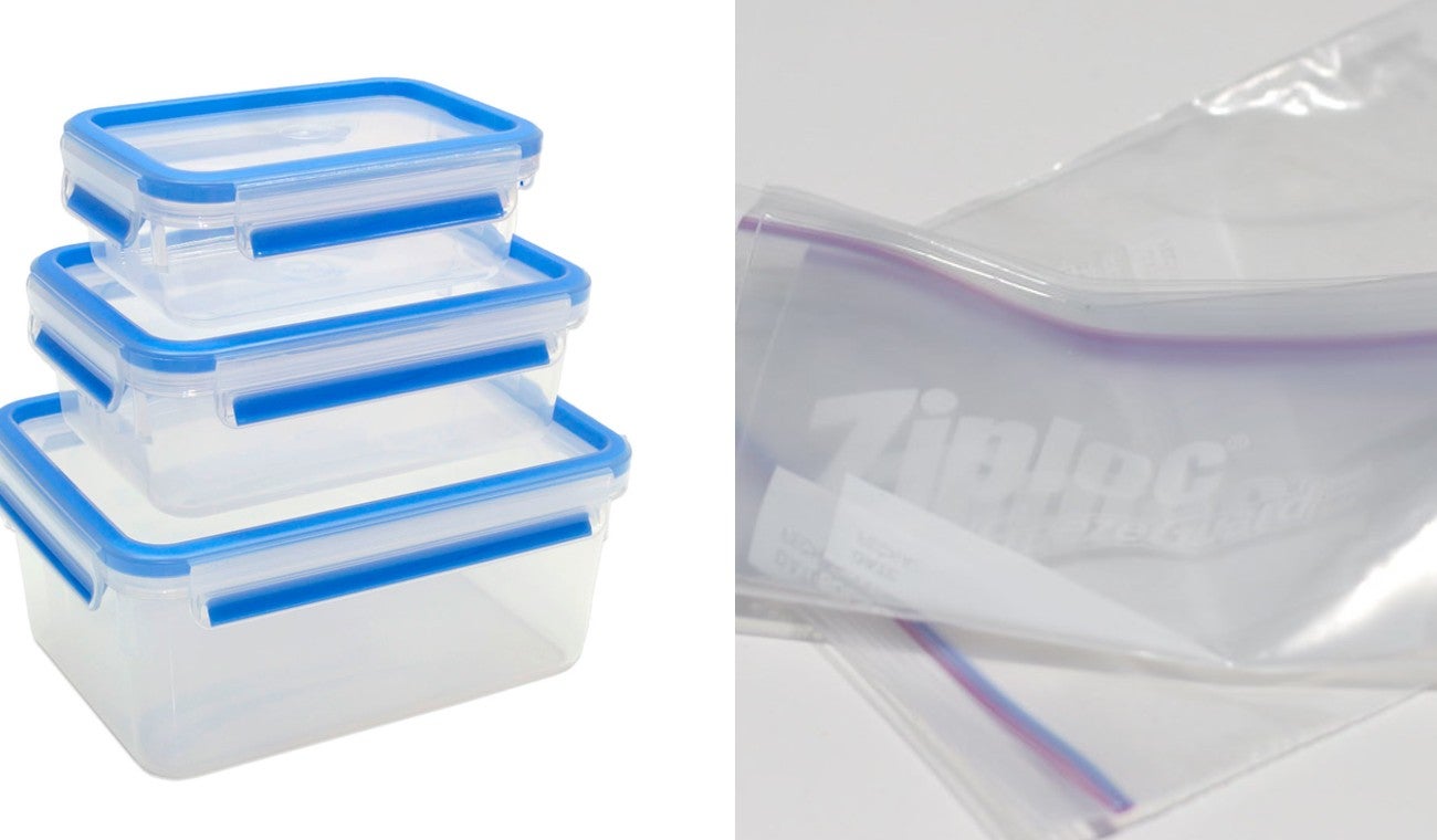 Almacenar las frutas y verduras en recipientes o bolsas transparentes