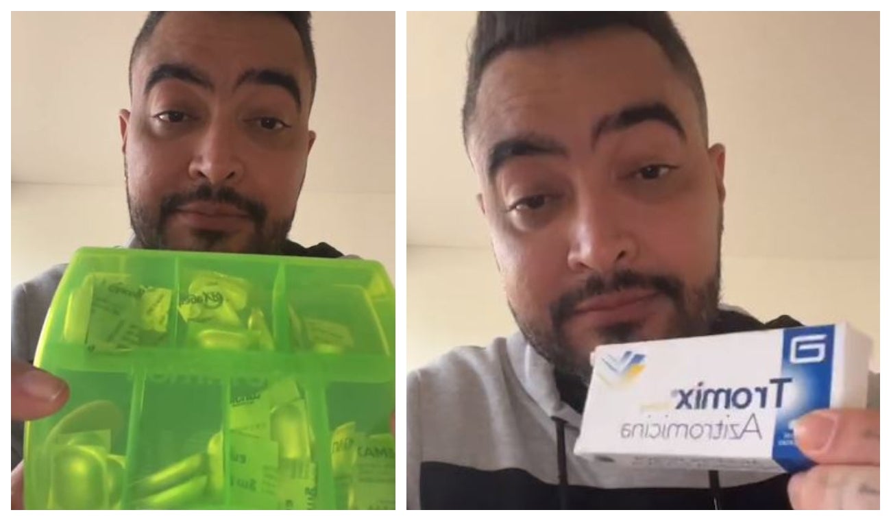 Jhon Alex Castaño muestra los medicamentos que ahora debe tomar para cuidar la prediabetes