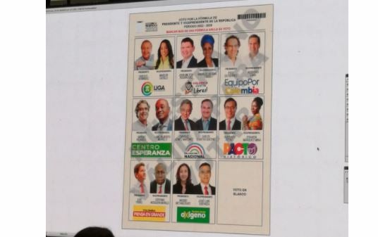 Tarjetón elecciones presidenciales del 2022.