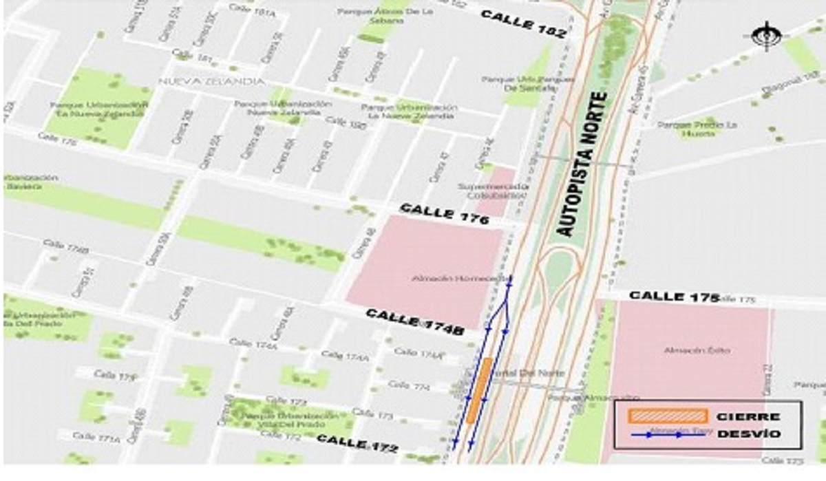 cierre autopista norte 182 y 172