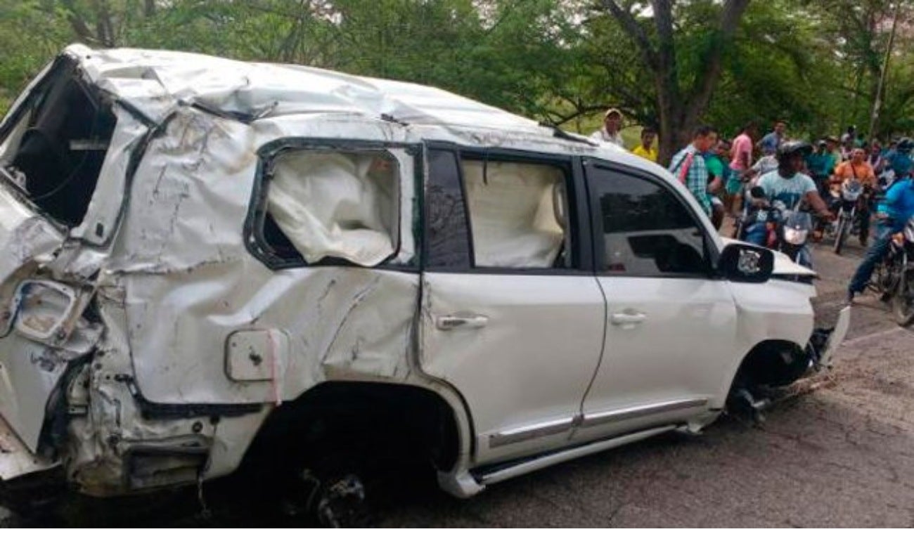Camioneta de Martín Elías tras accidente
