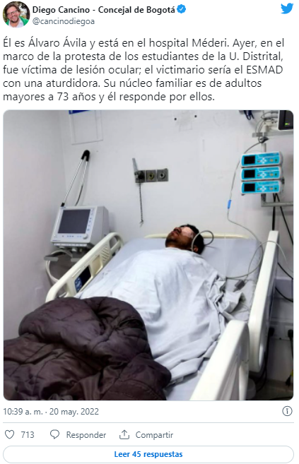 Concejal denuncia agresión ocular a joven en el marco de las protestas de este jueves