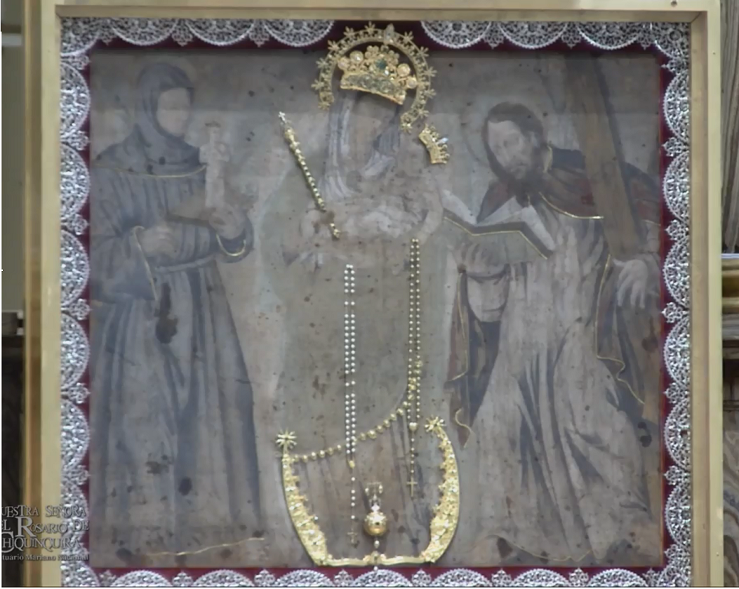 Chiquinquirá, lienzo, joyas. conmemoración