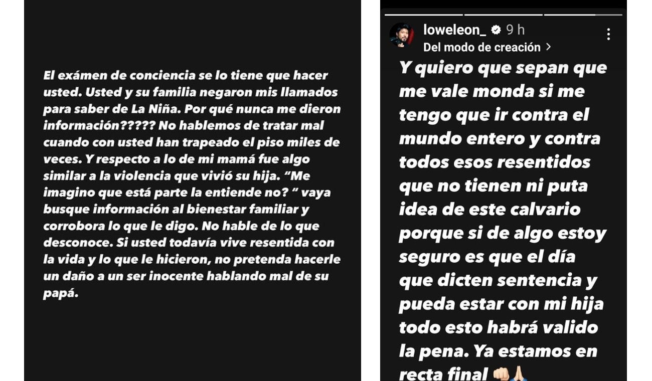 Respuesta de Lowen León a la mamá de Andréa Valdiri