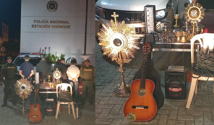 Captura de ladrones de santuario en Chipaque (Cundinamarca)