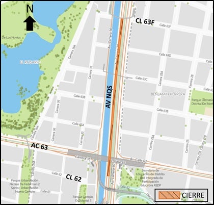 Cierre vial en la NQS con calle 63