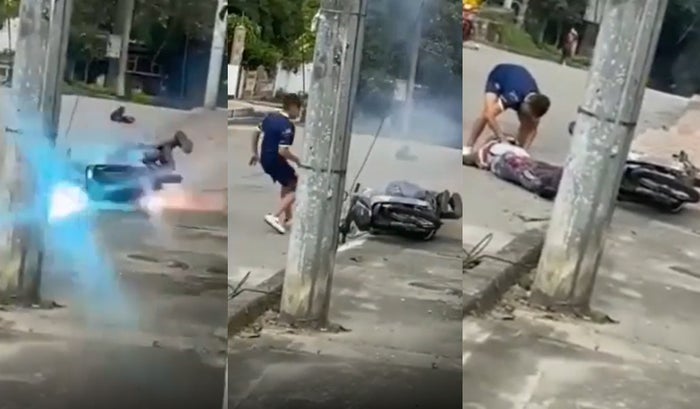 Motociclista se electrocutó en Villeta