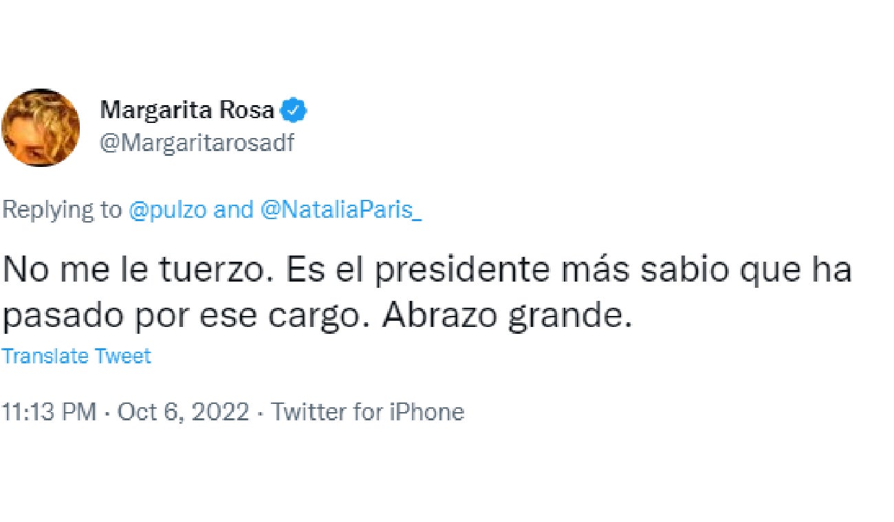 Margarita Rosa de Francisco le respondió a Natalia París