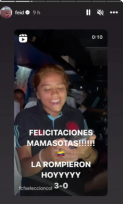 Saludo de Feid a jugadoras de la Selección Colombia