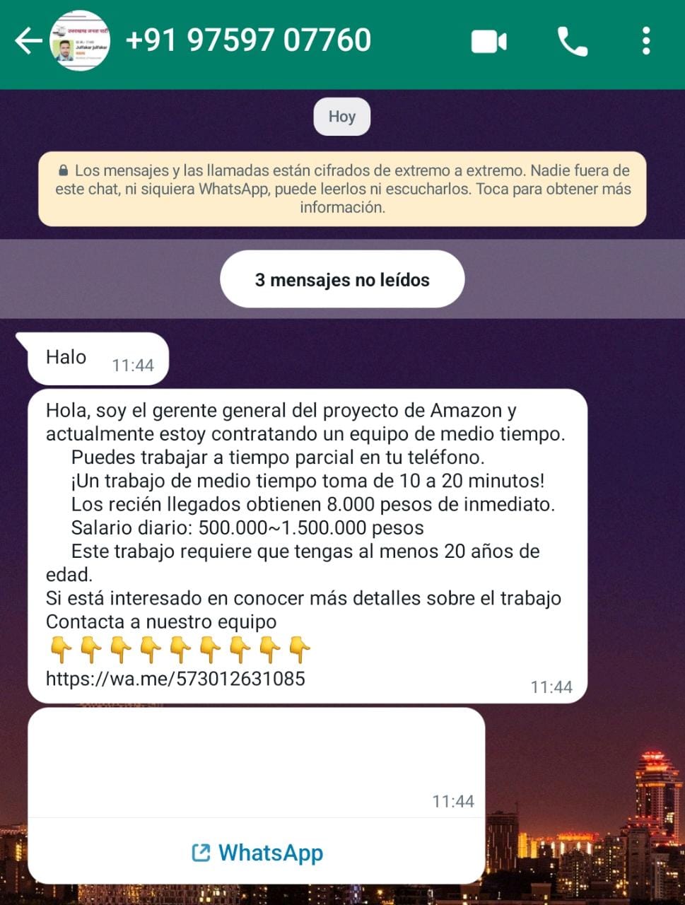 Estafas a través de mensajería móvil