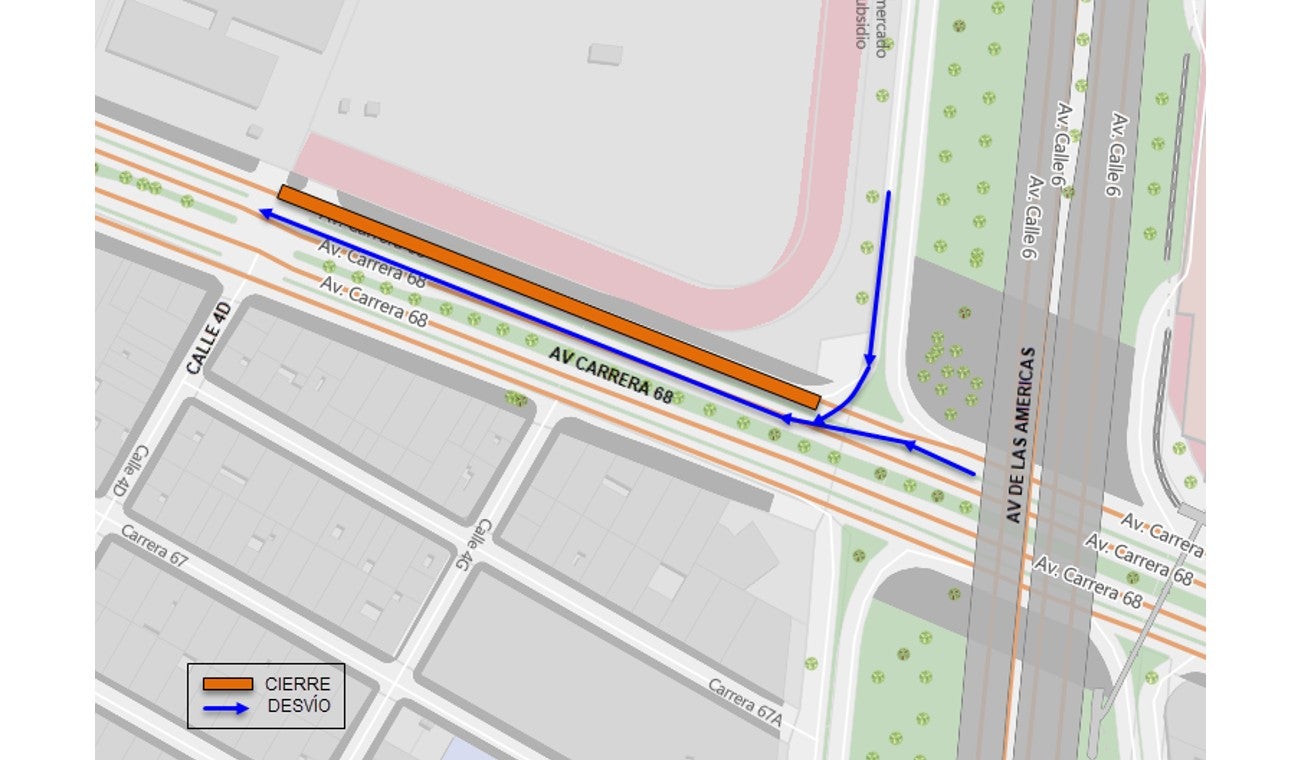 Manejo vehicular cierre vial en Avenida carrera 68