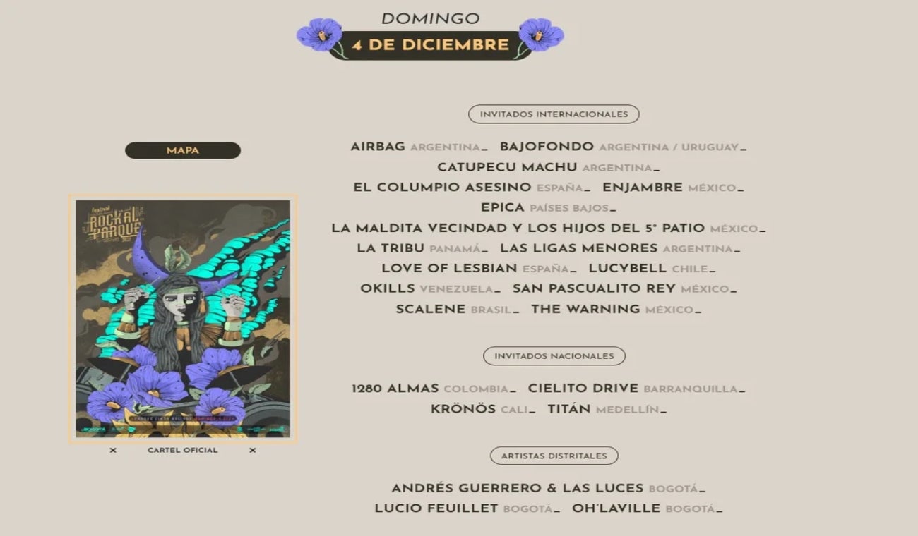 Rock al Parque 2022: Domingo 4 de diciembre