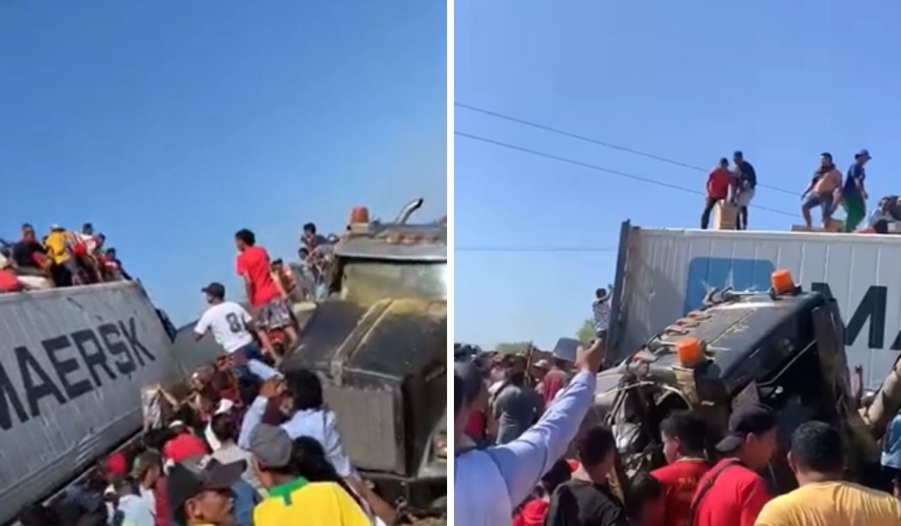 Comunidad saqueó camión mientras conductor estaba herido