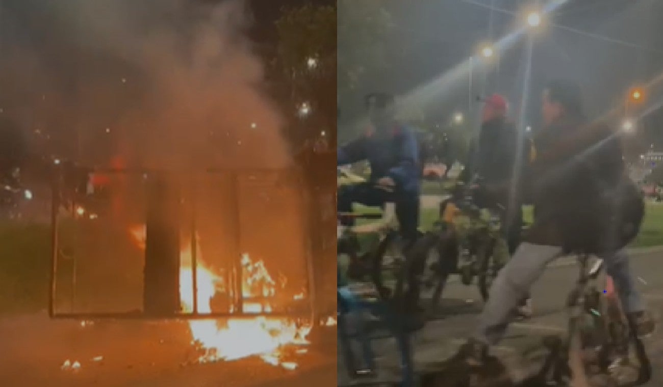 [Video] Ciudadanos quemaron bicitaxi por presunto intento de robo en Bogotá