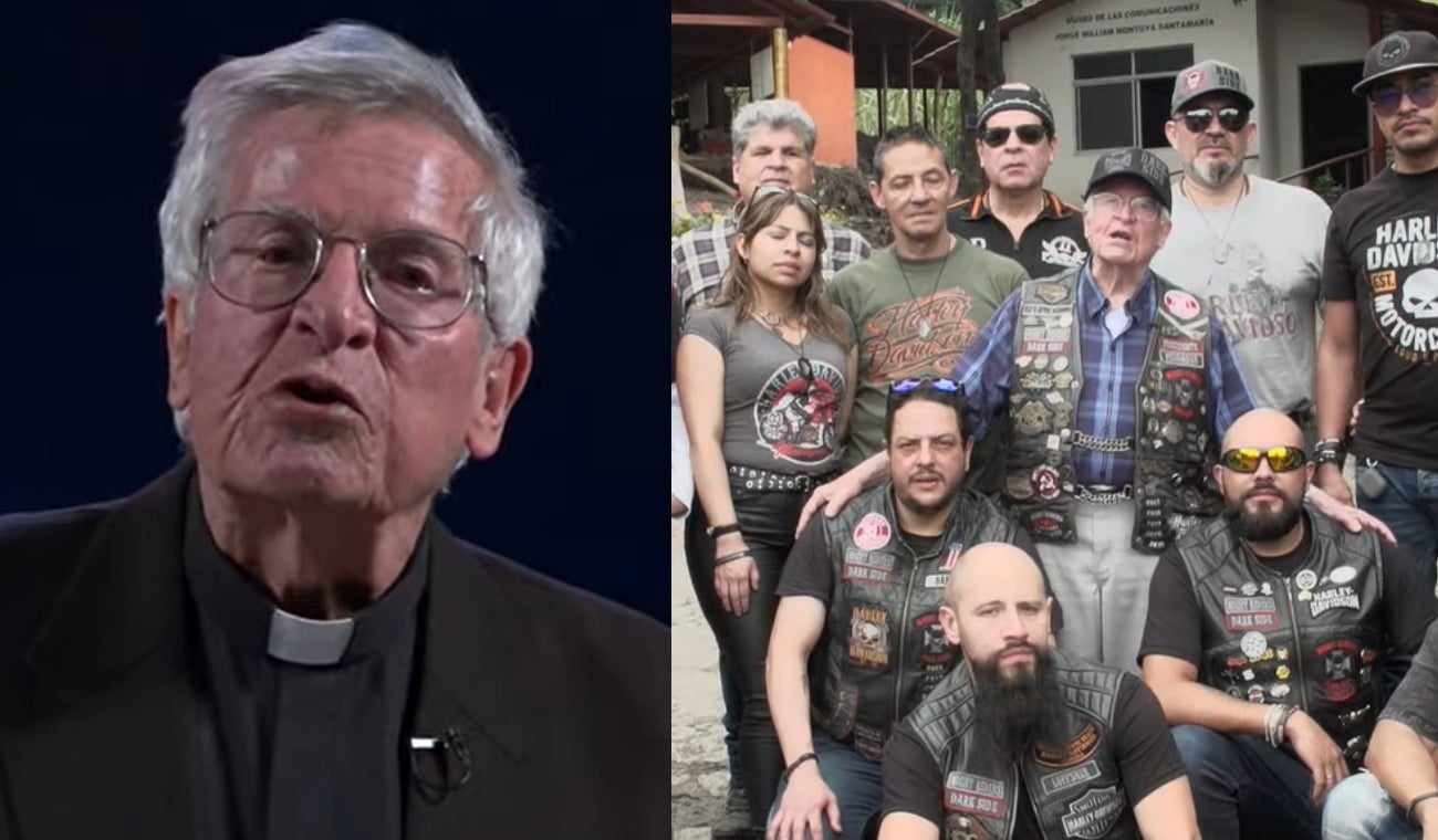 Padre Diego Jaramillo del Minuto de Dios vestido de Harlista