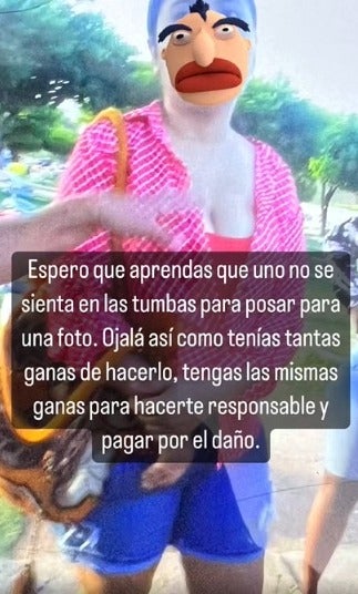 Presunta mujer que daño la tumba de Martín Elías