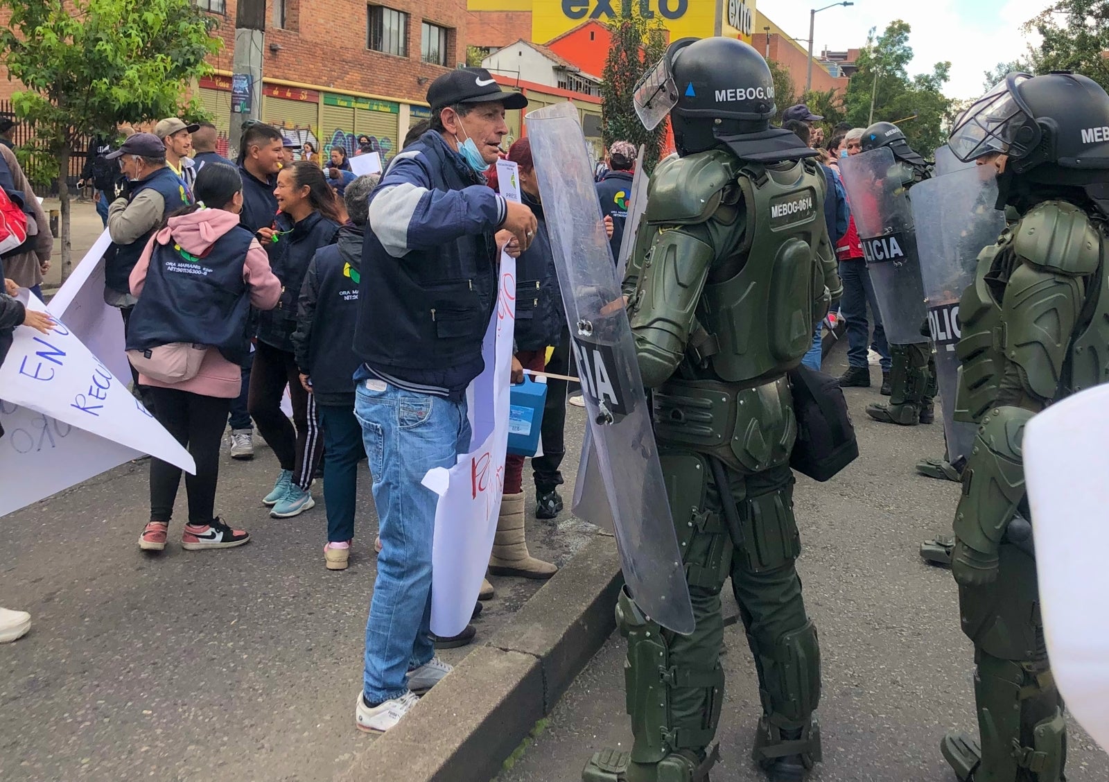 Protesta de recicladores de oficio en Bogotá.