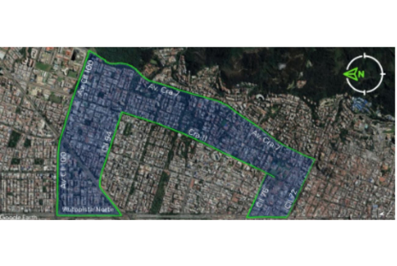 Delimitación del área 2 de las Zonas de Parqueo en Bogotá