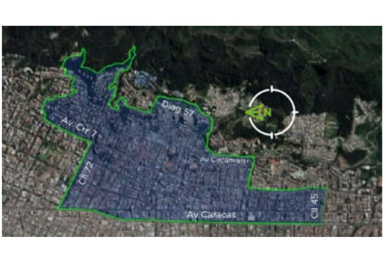 Delimitación del área 3 de las Zonas de parqueo pago en Bogotá