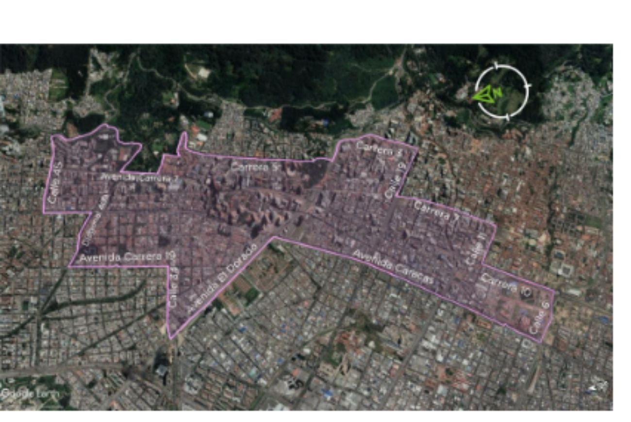 Delimitación del área 7 de la Zona de parqueo de Bogotá