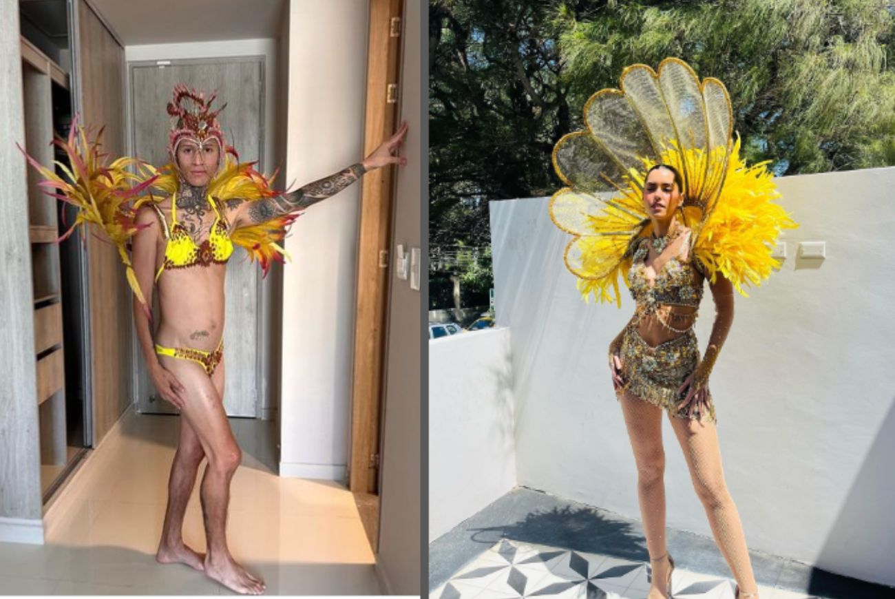 La Liendra y Paulina Vega con sus atuendos del Carnaval de Barranquilla