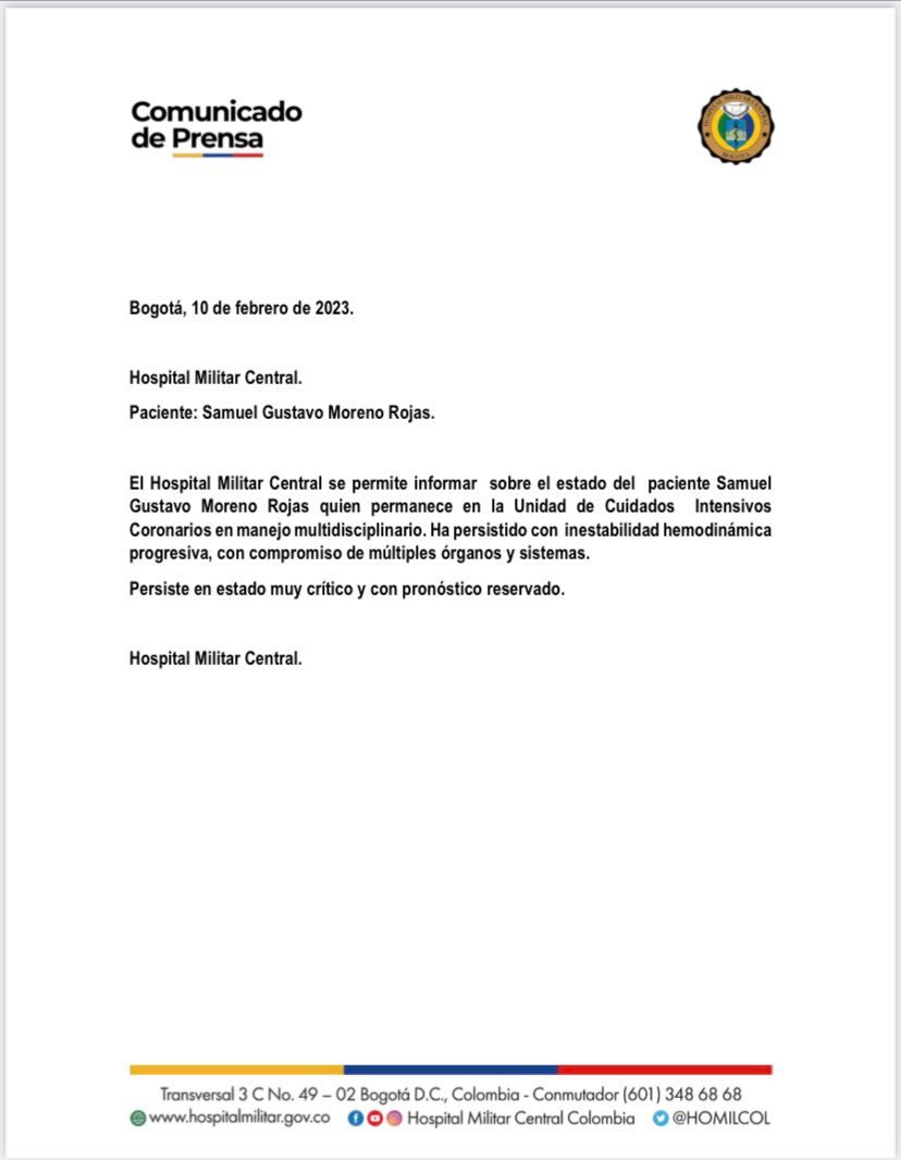 Parte médico Samuel Moreno