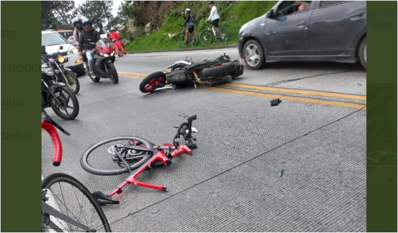 Accidente entre motero y ciclista en vía La Calera
