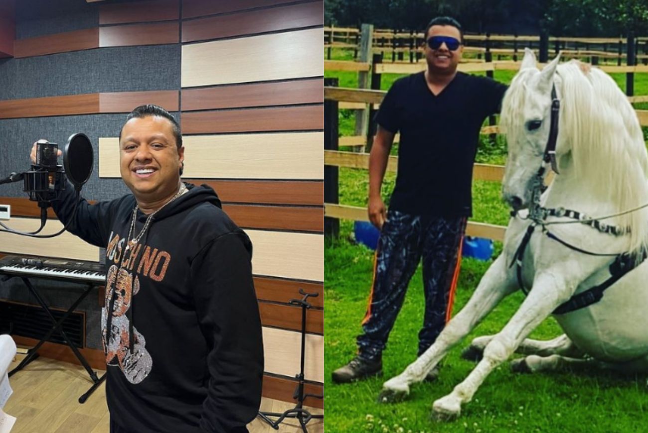 Rafael Santos posando junto a su caballo