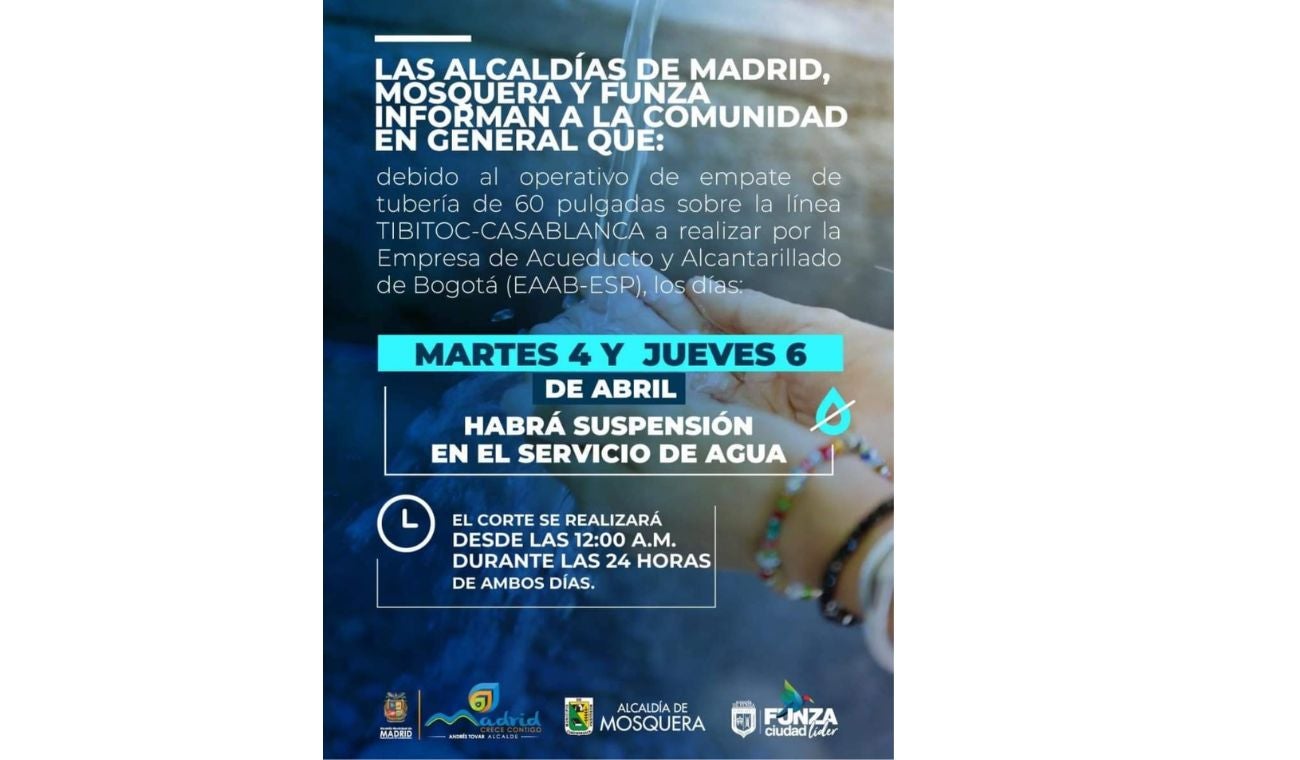 Cortes de agua en Cundinamarca