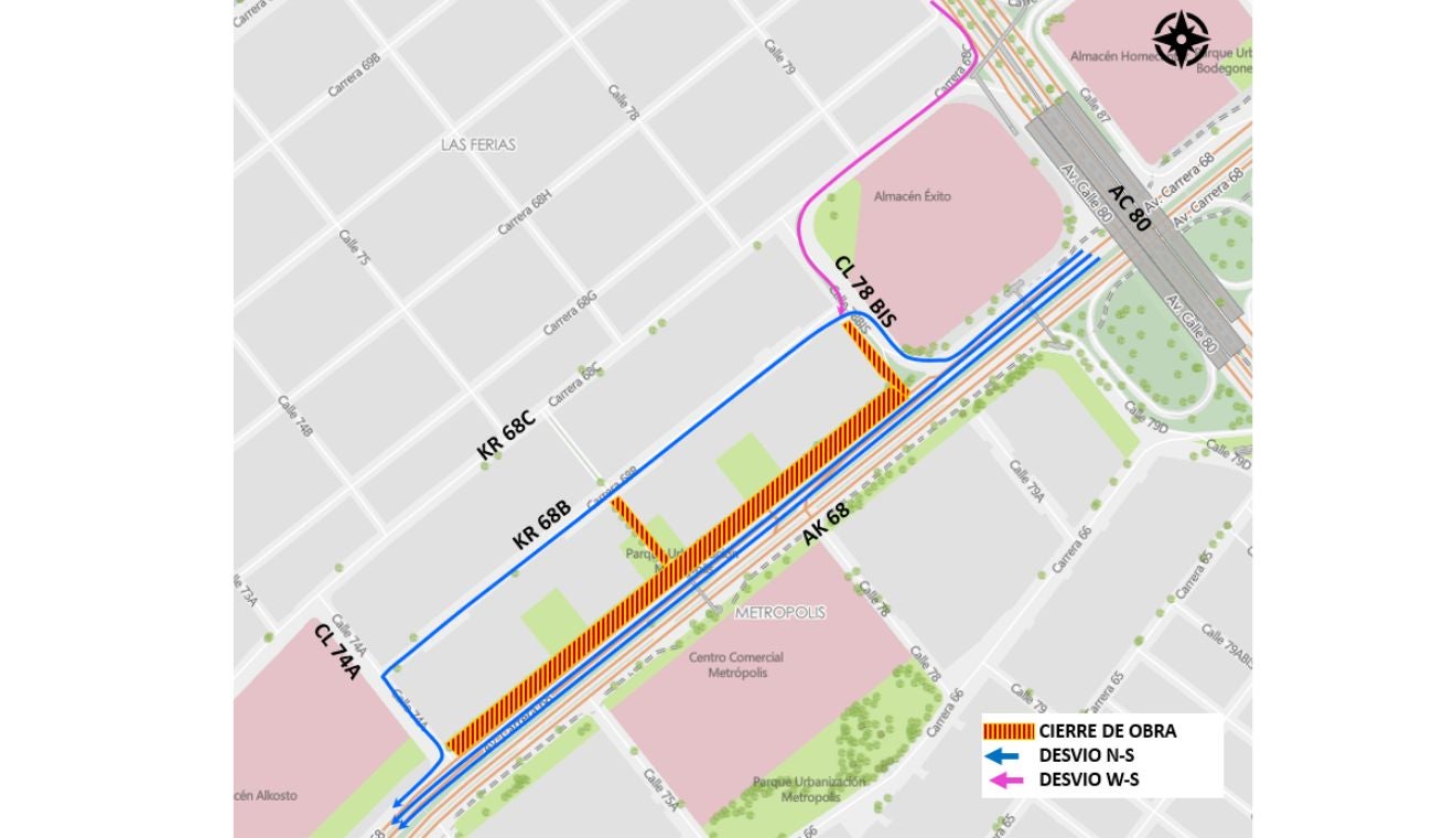 Cierre carril Avenida Carrera 68