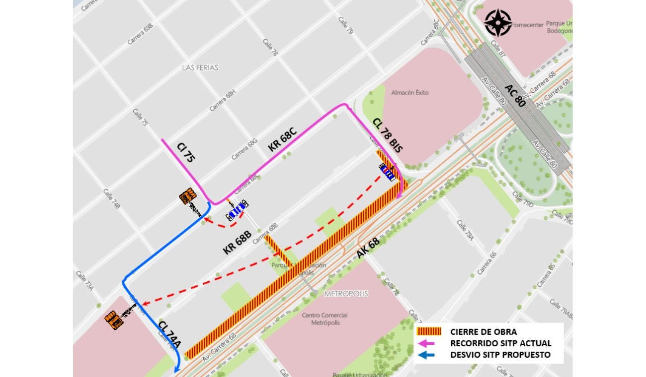 Cierre carril de Avenida 68