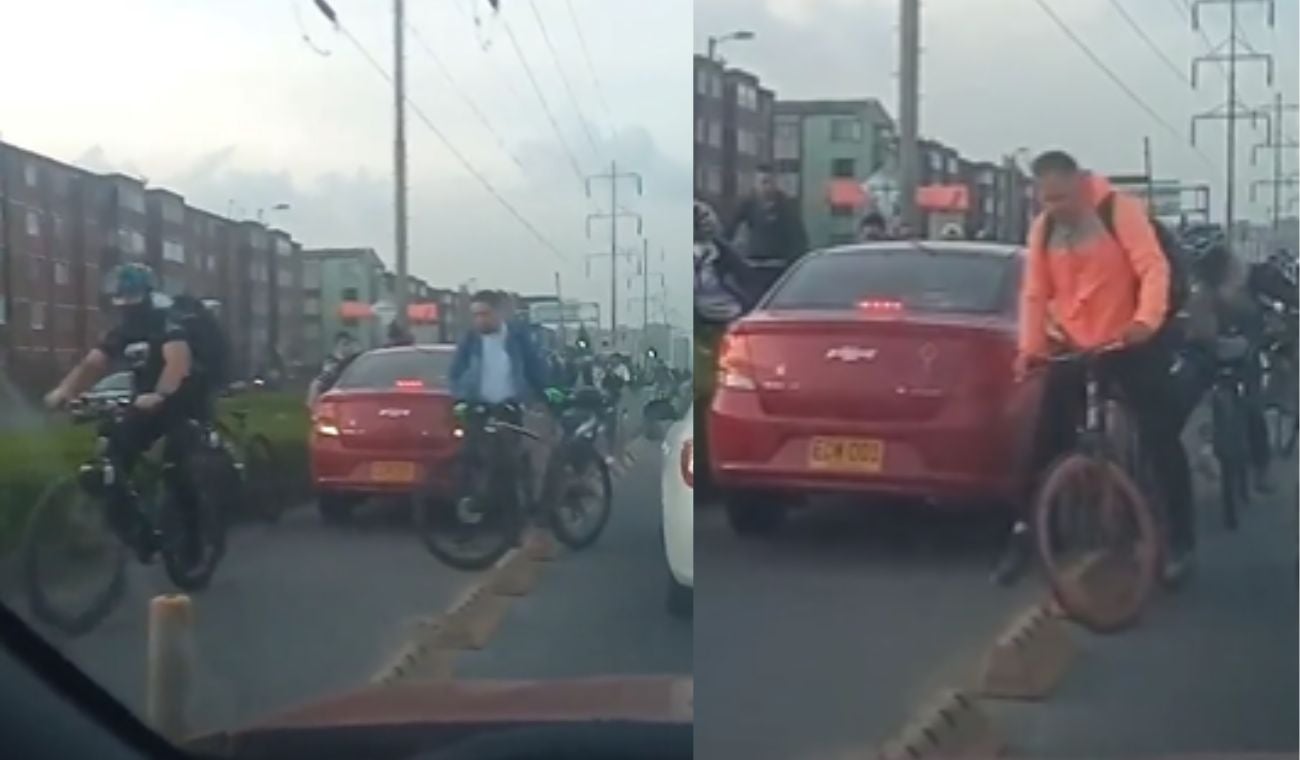 Carro se metió por el carril de las bicicletas