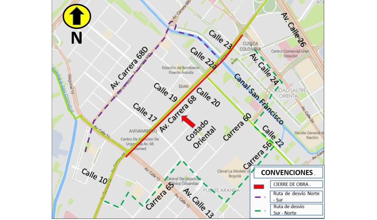 Cierre avenida 68 por obras